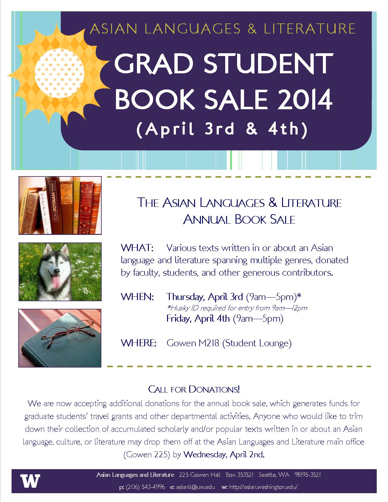Grad Student Book Sale 2014 Dates Announced! Asian Languages