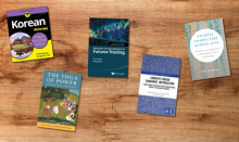 An image of five new books published by UW faculty